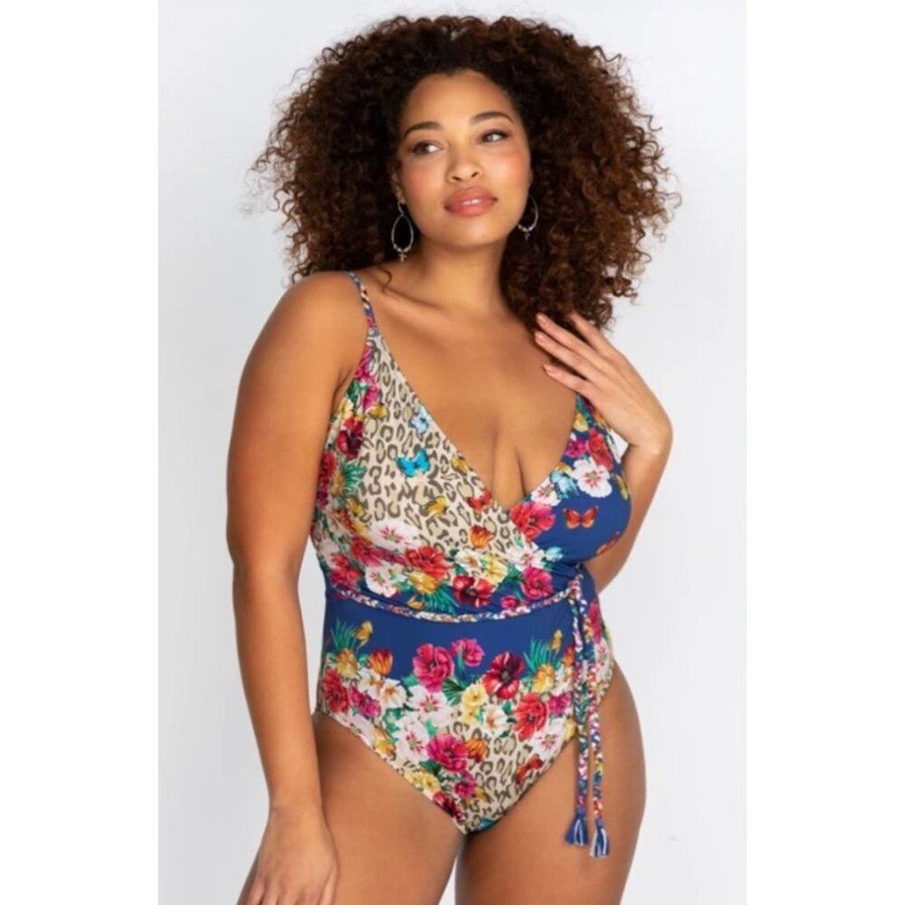 Johnny Was Fleur Braided Wrap One Piece Swimsuit XXL